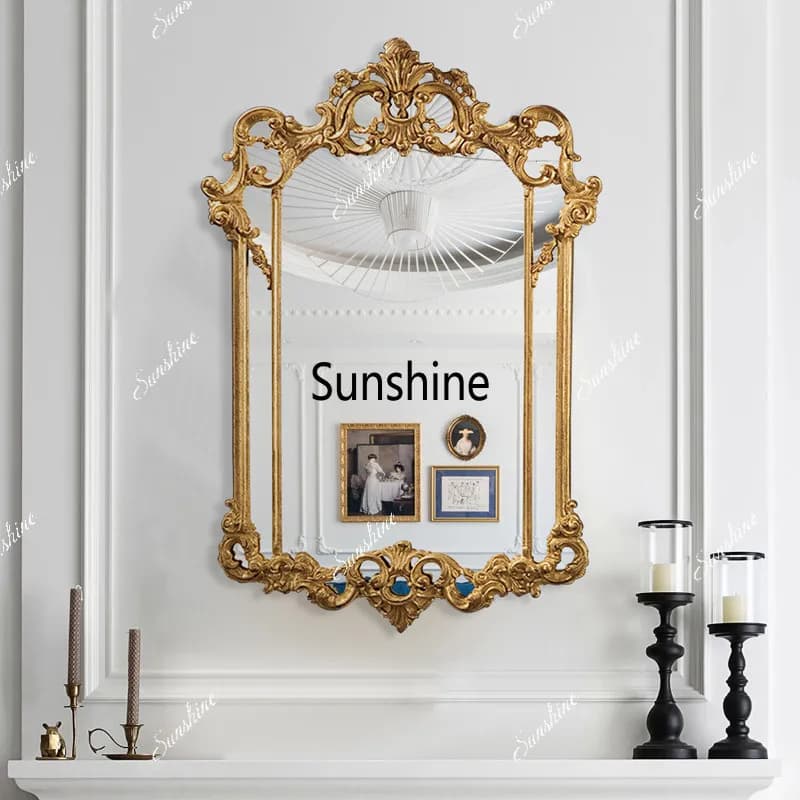 European-style carved decorative mirror, French vintage makeup mirror, tabletop mirror