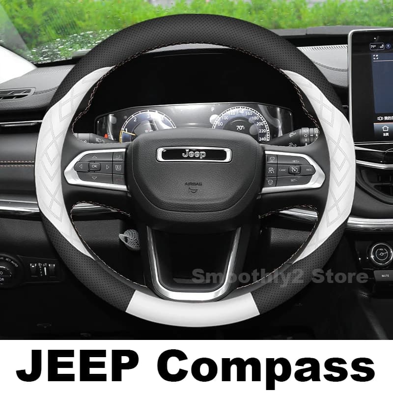 Leather Car Steering Wheel Cover For JEEP Compass 2025 2017-2024 Covers For Covers Auto Steering Wheel JEEP Compass Accessories