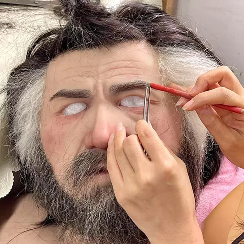 Halloween hot old man mask hood old man face wig mask