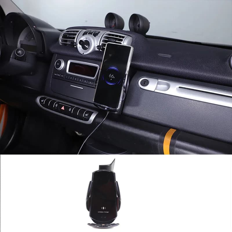 1-piece set ABS black For Mercedes Benz Smart 451 Fortwo 2011-2015 car glove box side mobile phone holder interior accessories