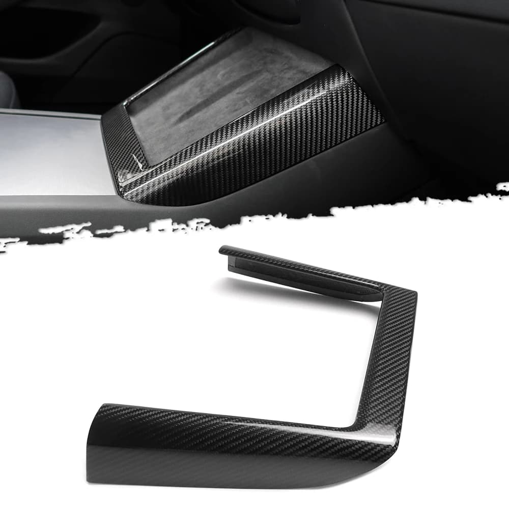 For Tesla Model 3 Highland  2023+ Car Center Wireless Charger Cover Frame Dry Carbon Fiber Interior Accessories