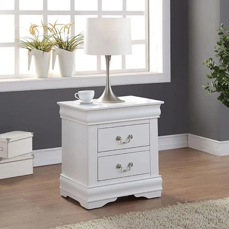 Place an order for a simple style white two-drawer bedside table bedroom