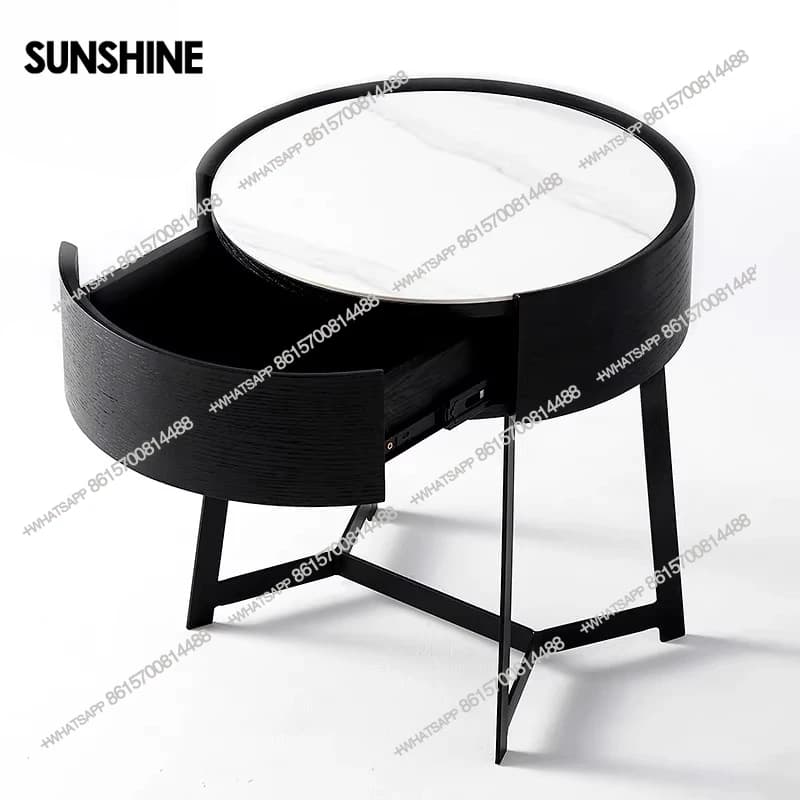 Italian minimalist, round rock slab bedside table, modern minimalist personalized bedside table