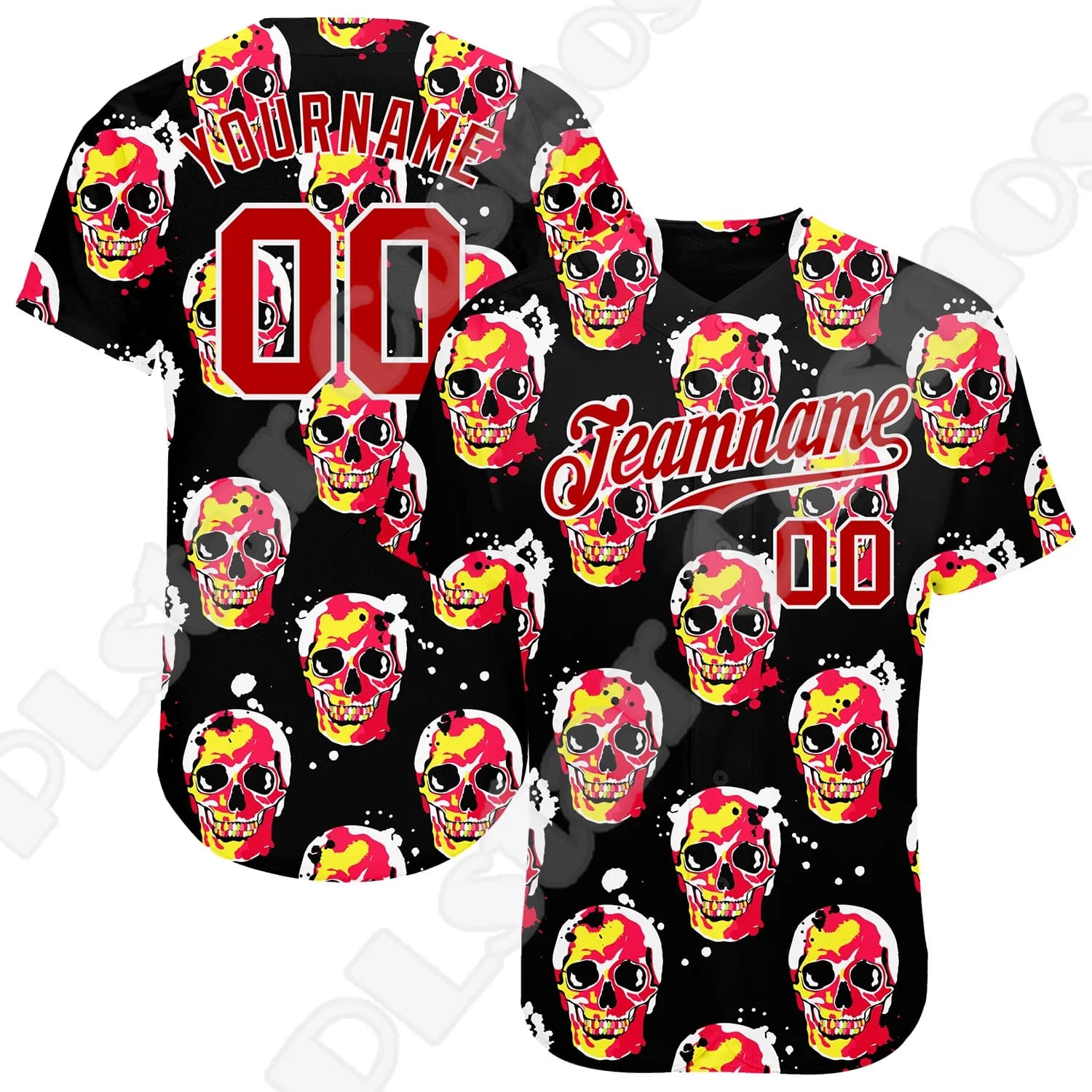 Custom Name Halloween Skull Dragon Graffiti Gradient Retro Tattoo 3DPrint Summer Casual Harajuku Funny Baseball Shirts Jersey 18