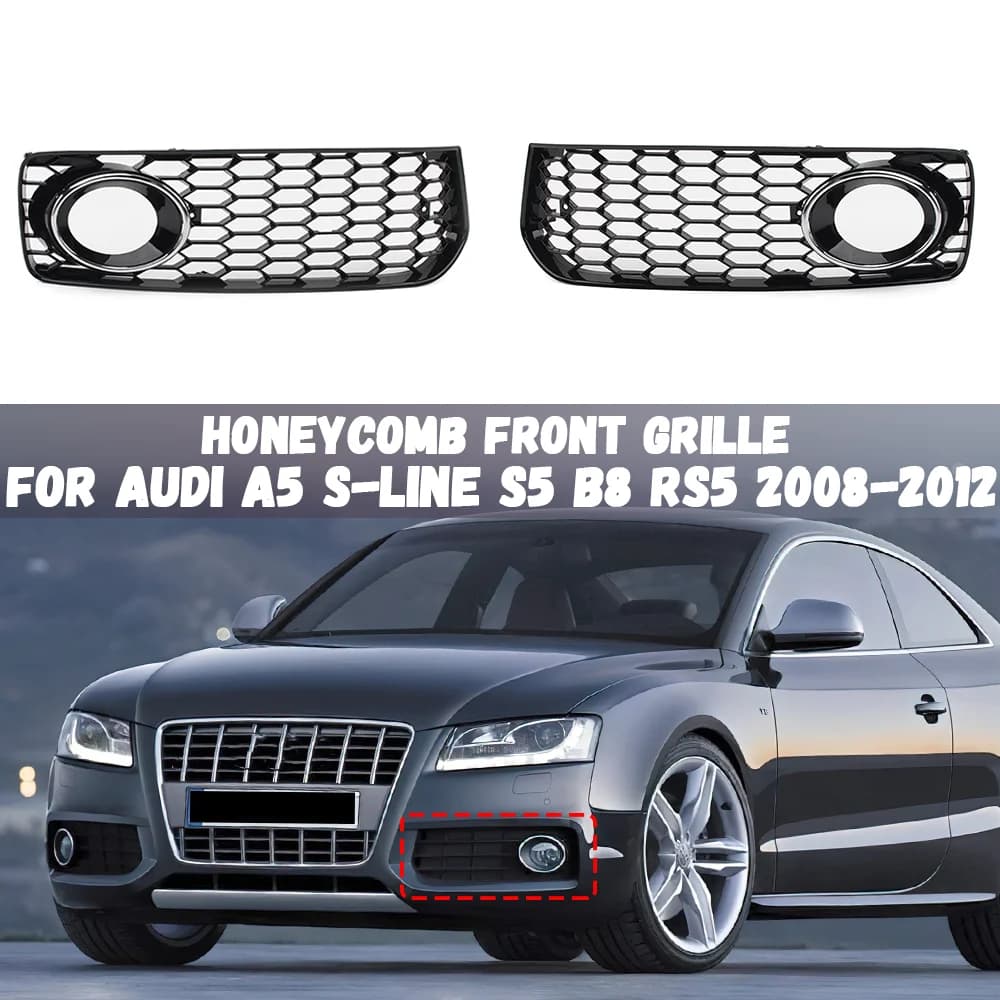 Car Fog Light Racing Grille For Audi A5 S-Line S5 B8 RS5 2008 2009 2010 2011 2012 Honeycomb Mesh Fog Lamp Cover Grille