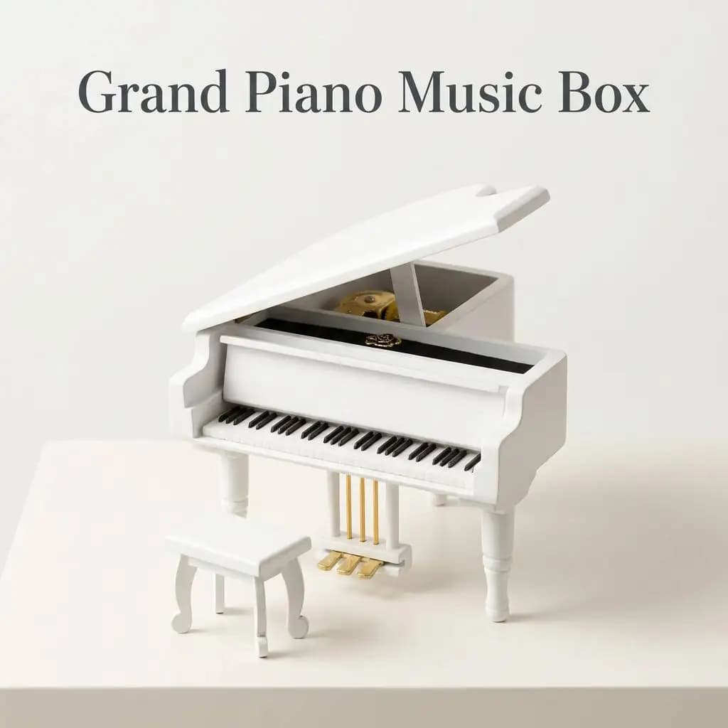 ROSIKING Wooden  once upon a december Piano Shaped music box With Small Stool Creative birthday Gift For Birthday