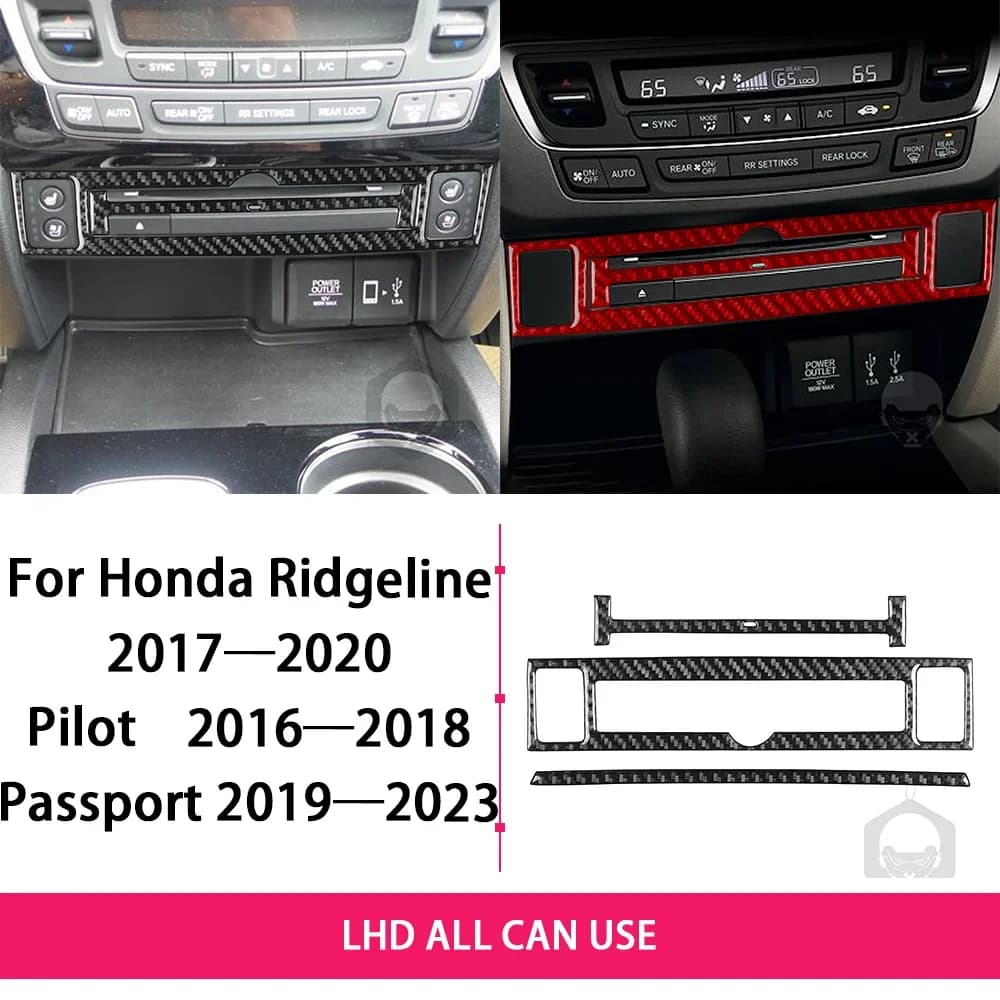 For Honda Ridgeline Pilot Passport Carbon Fiber AC Air Conditioner Bottom Interior Cover Trim Car Accessories Modified Sticker