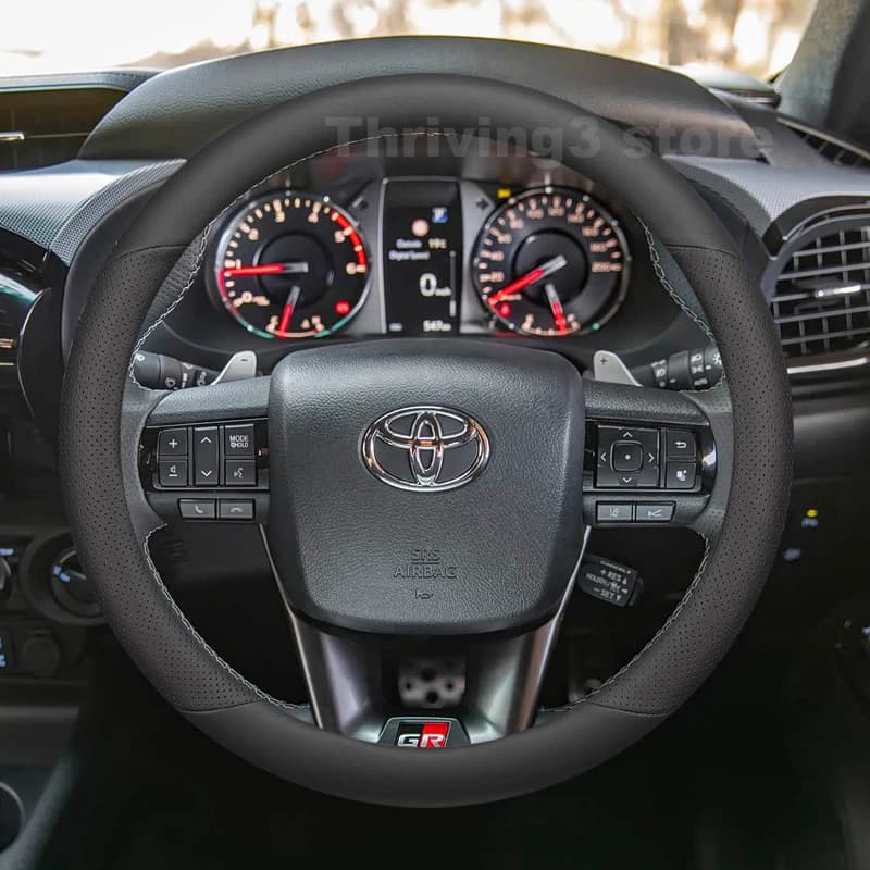 Leather Car Steering Wheel Cover For Toyota Hilux GR Sport II 2012-2026 Auto Steering Wheel Toyota Tacoma 2025 Accessories