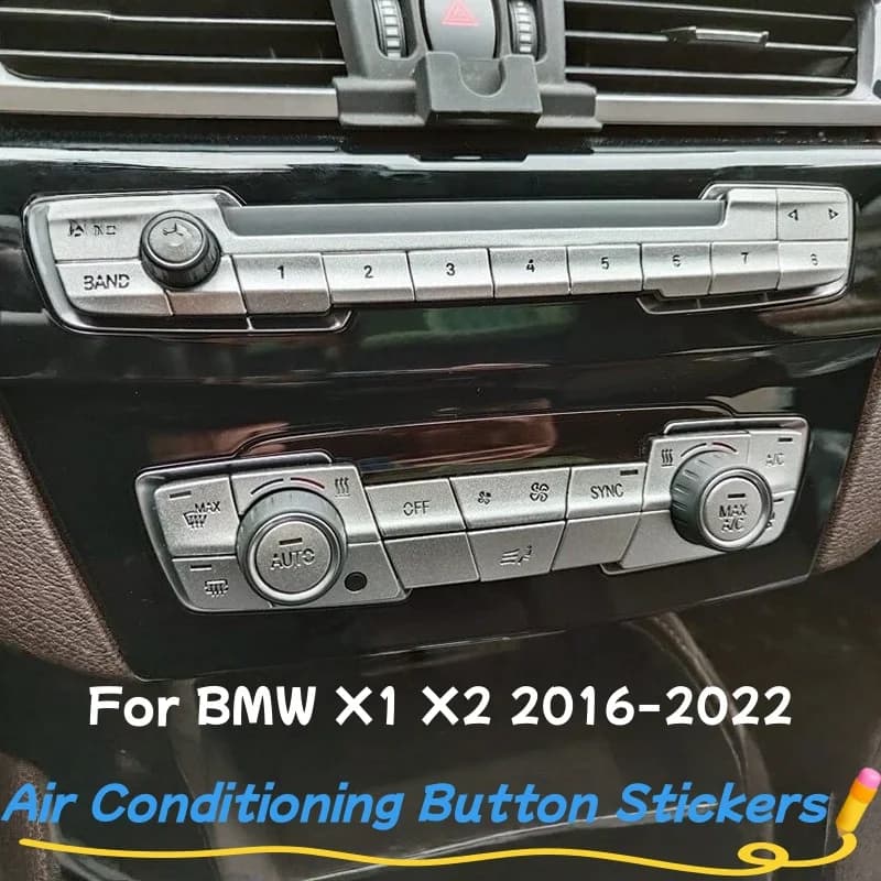 Chrome Center Console Air Conditioning Buttons Cover Decoration Sticker Trim For BMW X1 F48 F49 X2 2016-2022 Inner Accessories