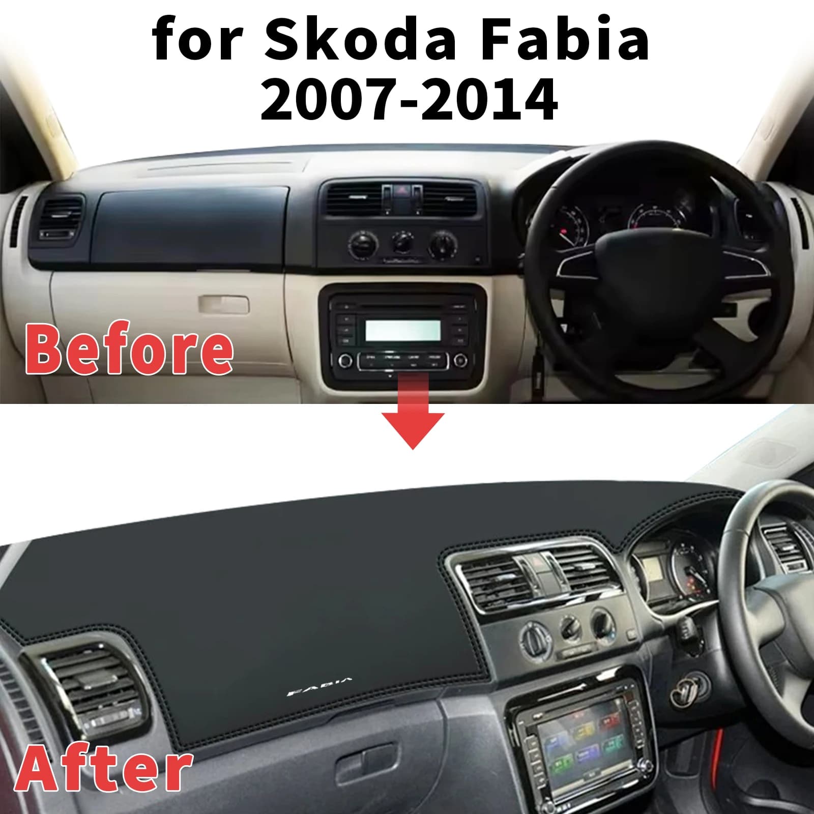 for Skoda Fabia 2007 2008-2014 ​​Dashboard Cover Sun Shade Protector Dashmat Anti-Glare UV Block Carpet Mat Automotive Dash Mat