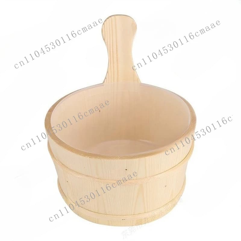Wooden Bucket, Wooden Spoon, Steam Room, Dry Steam Room,  Watering Bucket, and Liner.