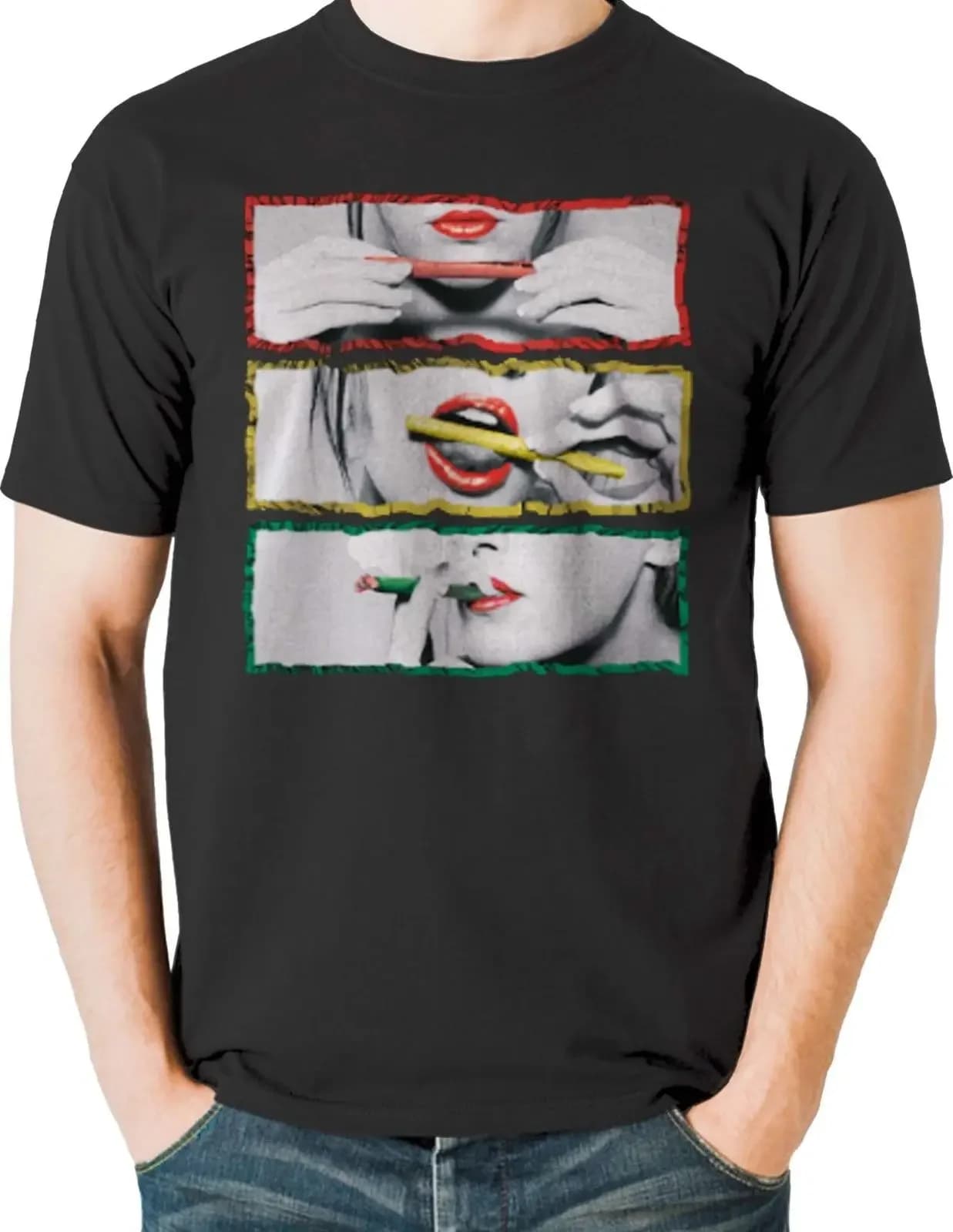 Fashion Sexy Roll Lick Smoke Rasta T-Shirt. Summer Cotton Short Sleeve O-Neck mens T Shirt New S-3XL