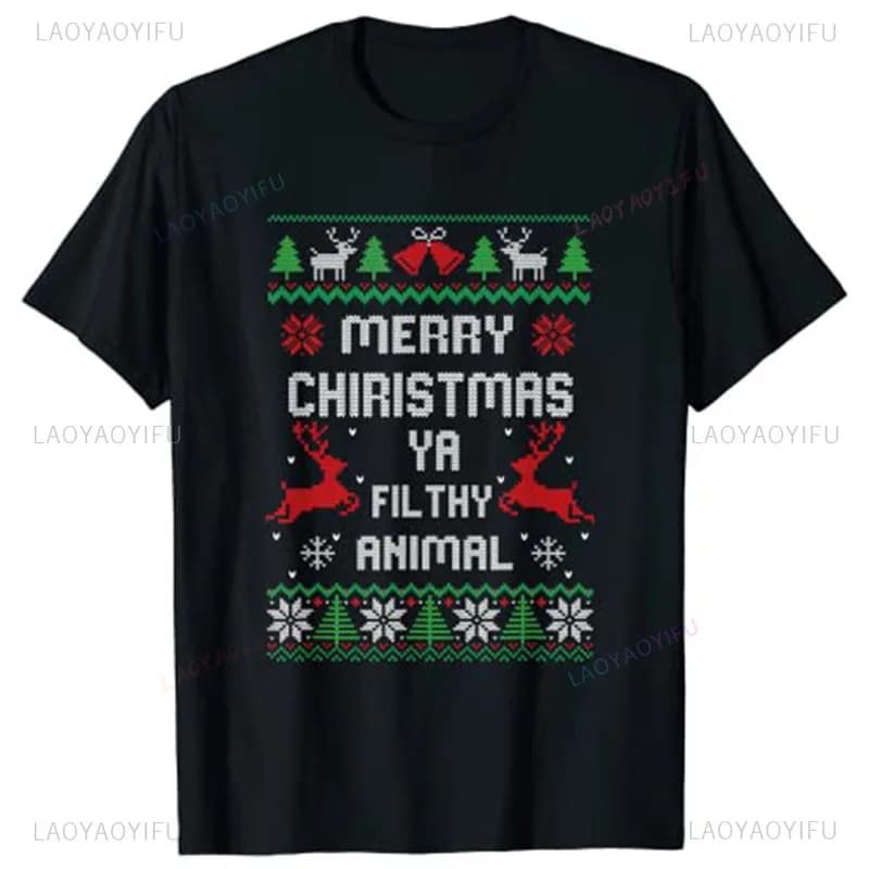 Merry Christmas Animal T-Shirt Xmas Man Women O-neck Tee Tops New Arrival Casual Streetwear Funny Christmas Day Short-sleev Tops