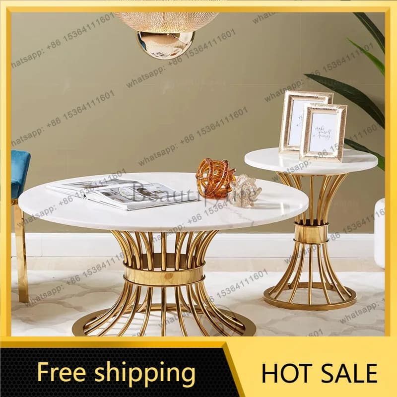 LS light luxury stainless steel negotiation table modern leisure reception marble coffee table coffee table