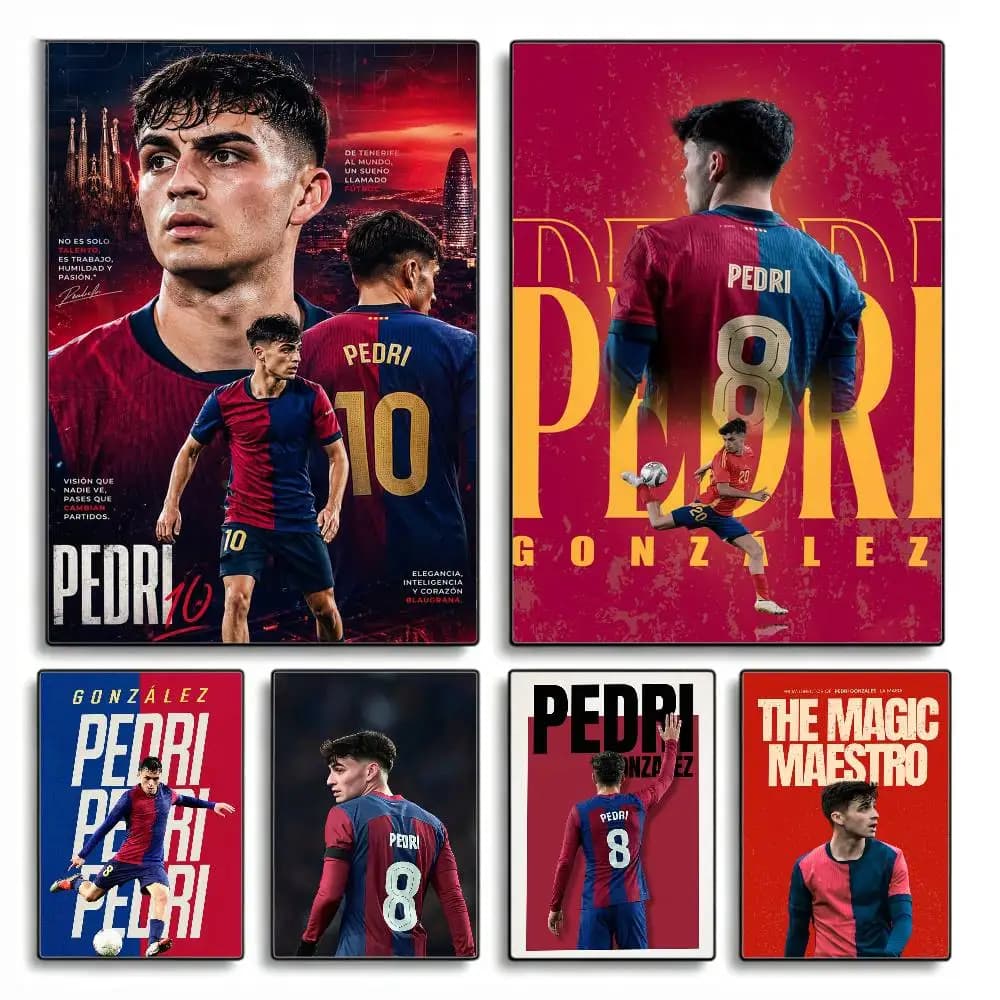 P-Pedri Spain Soccer   Poster HD Self Adhesive Waterproof Wall Art Ideal for Home Office Dorm Gift