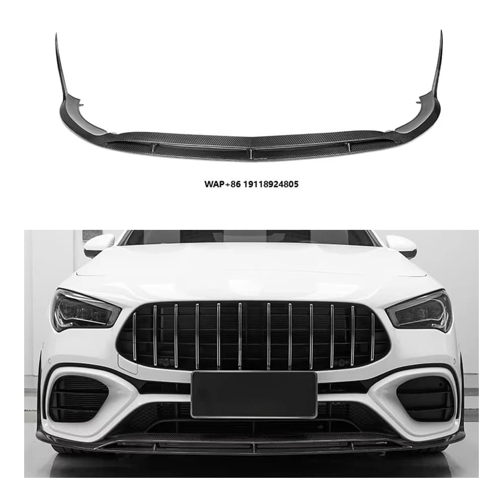 W118 Prepreg Dry Carbon Fiber Bodykit Front Spoiler Splitter Bumper Lip Diffuser for  Benz W118 C118 AMG CLA45S