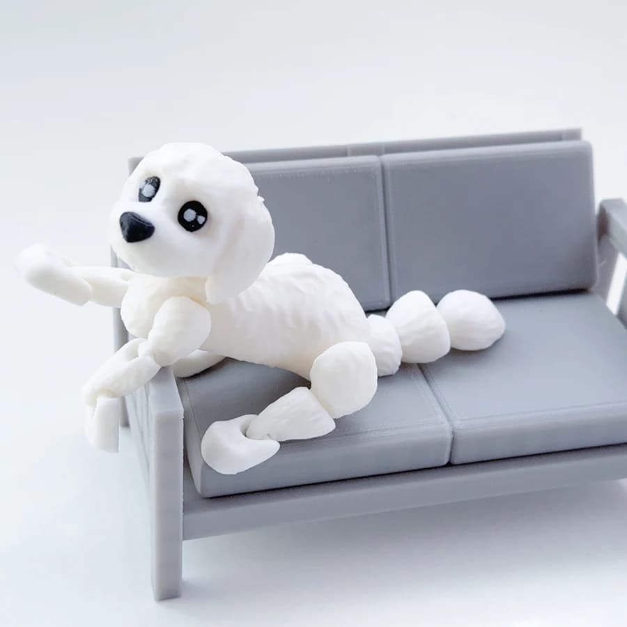 3d Printing Cute Puppy Poodle Model Swinging Plastic Animal Ornament Moving Joint Creative Desktop Decoration Sculpture