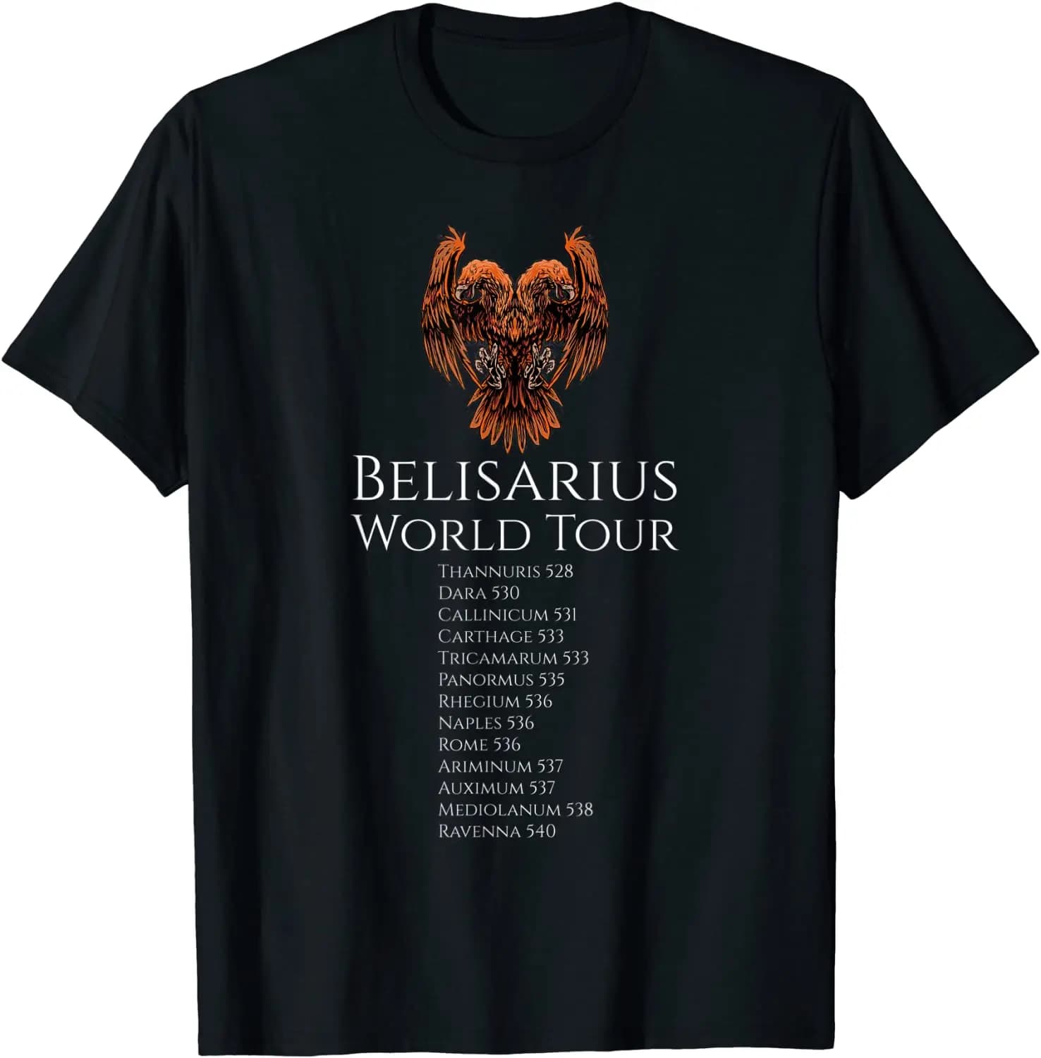 Belisarius World Tour. Medieval Roman Byzantine History T Shirt. High Quality Cotton, Breathable Top, Loose Casual T Shirt S-3XL
