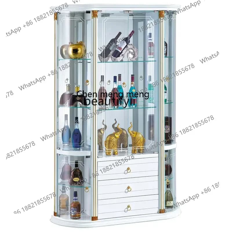 D178 H European-Style Glass Wine Cabinet Wall Dining Room Sideboard Storage Curio Cabinet Living Room Wine Cabinet Home Floor Di