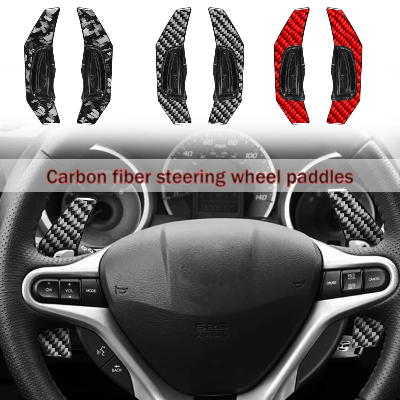 For Honda Fit's new carbon fiber shift paddles accessories, Honda steering wheel control modification, interior sticker
