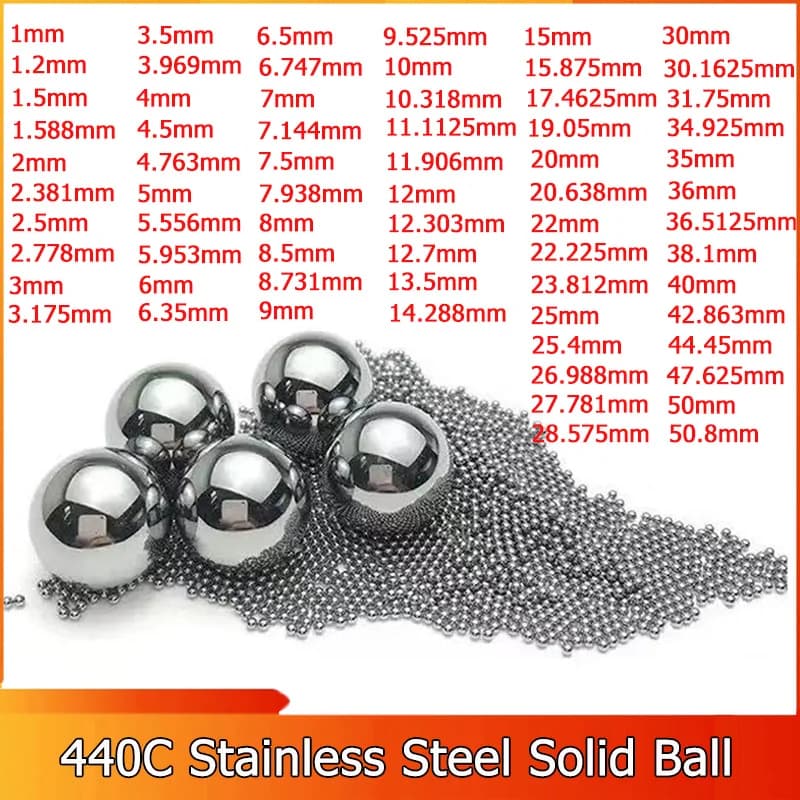 1~100pcs 440C Stainless Steel Solid Ball Precision Smooth Bearing Steel Ball  440C Stainless Steel Ball Diameter 1~90mm