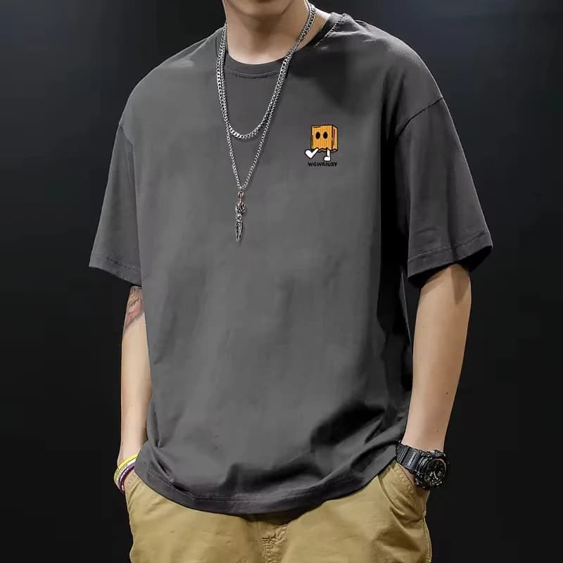 Casual Trendy Short Sleeve T-shirts Men's Summer New Fashion HongKong Style Printed O-neck Printed T-shirts Male Clothes Tops