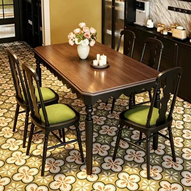 Unique Nordic Wood Dinner Table Brown Designer Wooden French Dining Table Living Room Luxury Mesa De Cocina Home Furniture