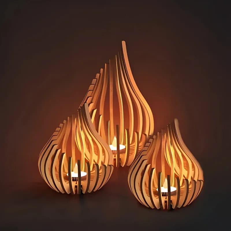 3pcs Handmade Wood Candle Holder Set Natural Curved Twisted Branches Table Centerpiece Lotus Candle Holder Rustic Elegant Decor