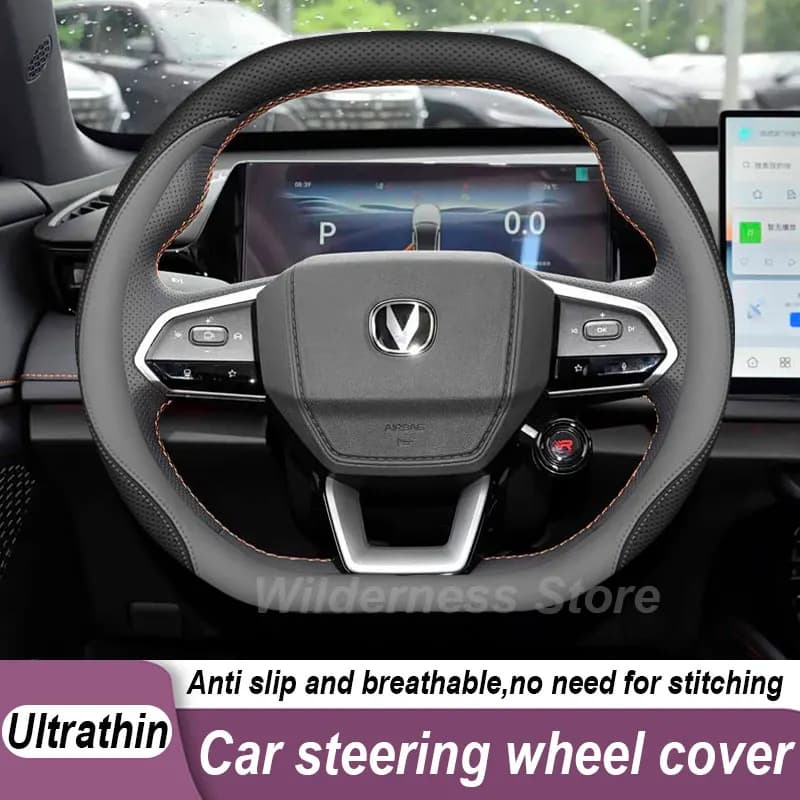 Leather Car Steering Wheel Cover For Changan UNI-V UNI V UNI K 2026 2025 Non-slip Auto Steering Wheel Changan UNI V Accessories