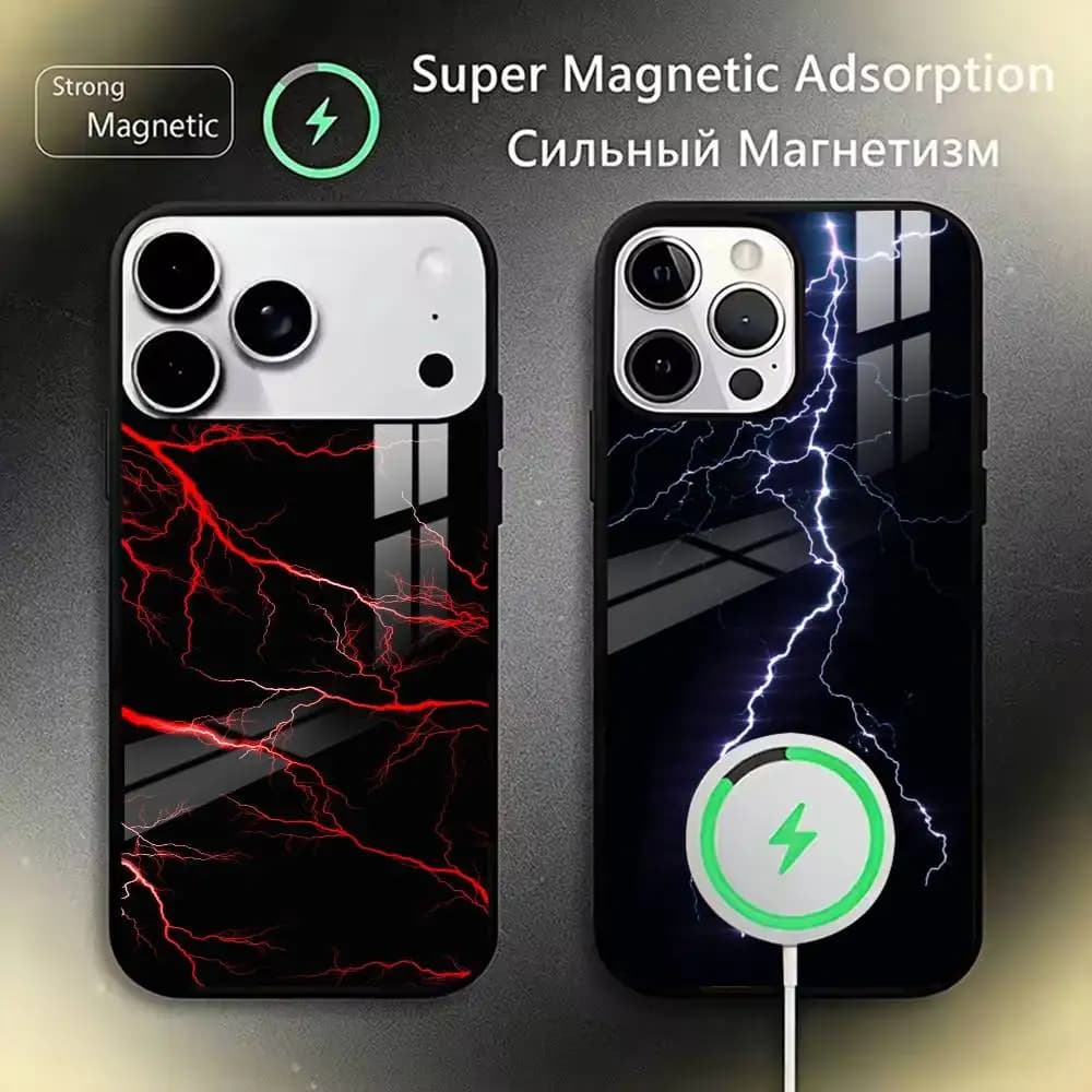 Lightning Realistic Aesthetic  Phone Case For iPhone17,16,15,14,13,12,11 Plus,Pro Magnetic For Magsafe Wireless Charging