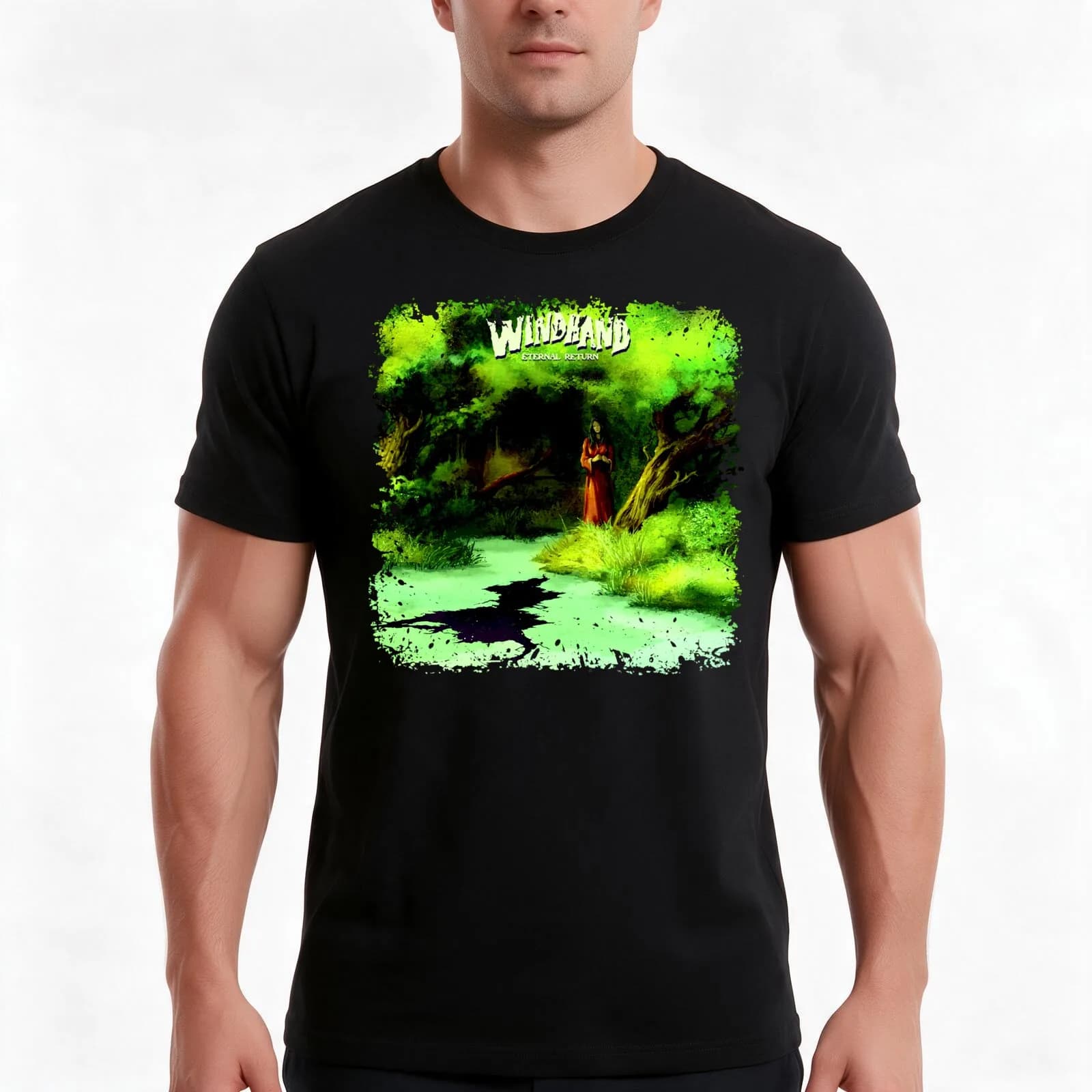 Windhand T-Shirt, Summer Casual Cotton Tee, Oversized Streetwear Tops, Vintage Graphic Print, Loose Fit Short Sleeve