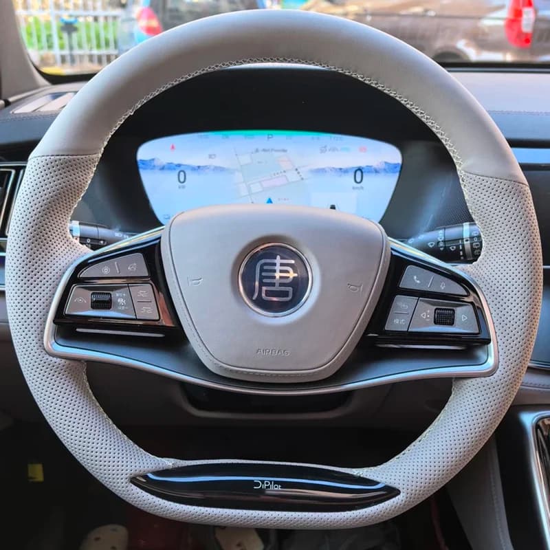 DIY Hand Stitched Steering Wheel Cover Non-Slip Breathable For BYD E9 Tang Han 2020-2025 Car Interior Accessories
