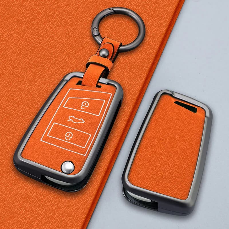 Metal Leather Car Key Case Cover For VW Volkswagen Golf 7 MK7 Tiguan MK2 For Seat Ateca Leon FR 2 Ibiza Skoda Octavia Kodiaq