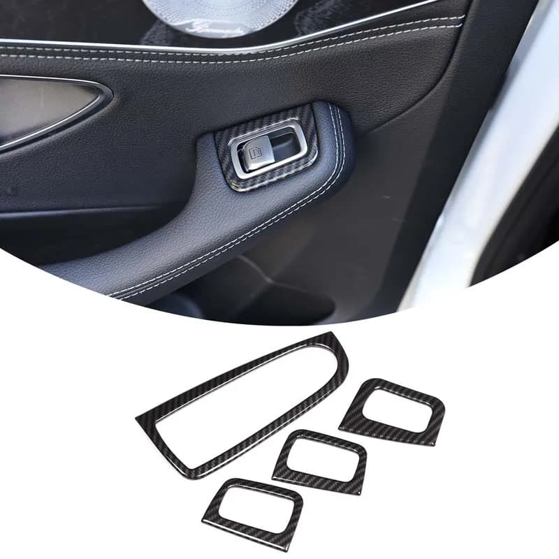 ABS Car Window Glass Lift Button Frame Trim Cover Stickers for Mercedes Benz C GLC Class W205 X253 Auto Interior Accessories