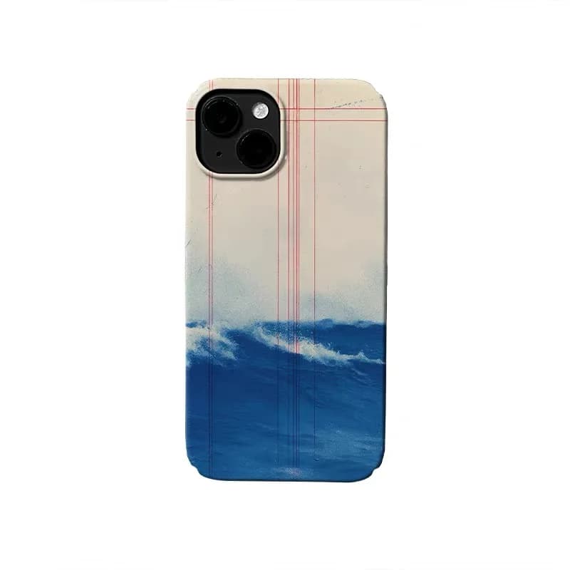 Ins Korean Sea Waves Case for IPHONE 17 16ProMax 15 14 13 12 11 PRO Plus Acrylic TPU Two in One Magnetic Phone Cases