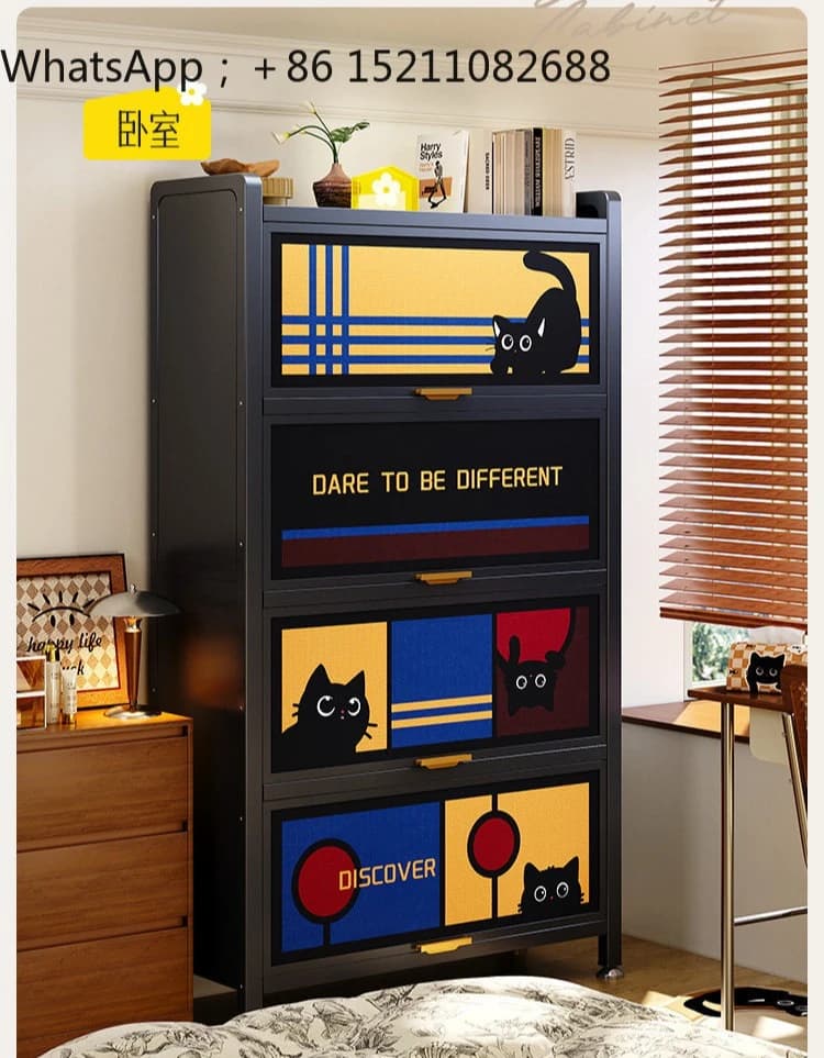SCY bookcase, locker integrated against the wall, living room steel bookshelf, wrought iron floor storage rack