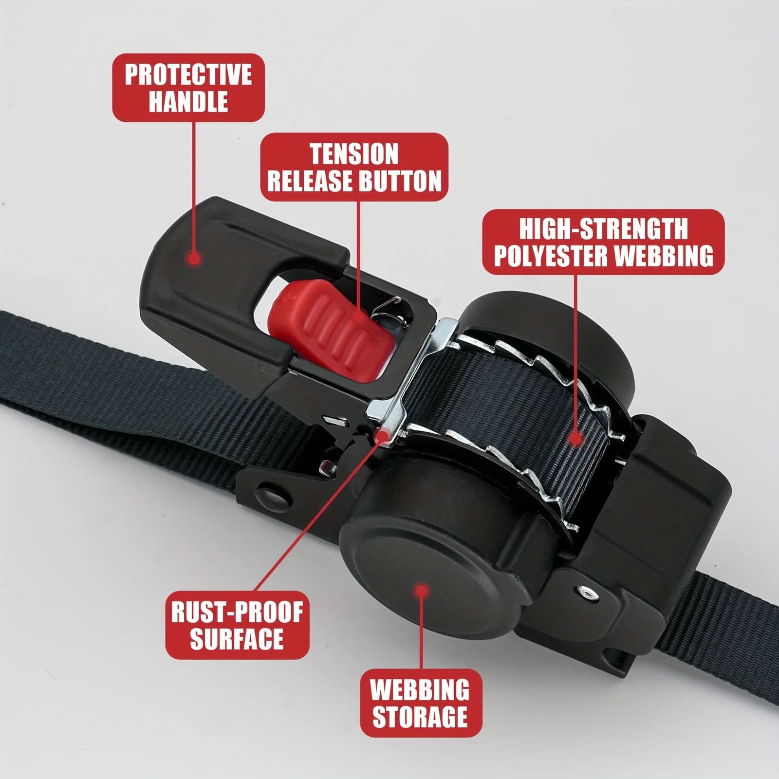 Automatic Retractable Ratchet Straps Heavy Duty Cargo Tie Down Belt Lashing Belt for Truck Trailer ATV Motorcycle Transport