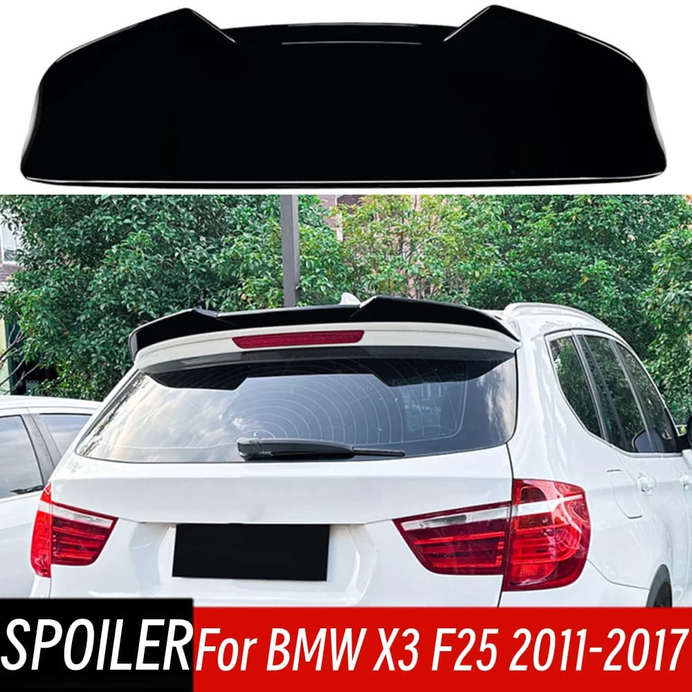 For BMW X3 F25 2011 12 13 14 15 16 17 Rear Trunk Lid Lip Spoiler Wings ABS Plastic Black Carbon Car Exterior Tuning Accessories