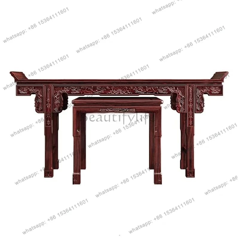 D14new Chinese solid wood middle hall six-piece set of rosewood strip case eight immortals table household  Buddhist shrine