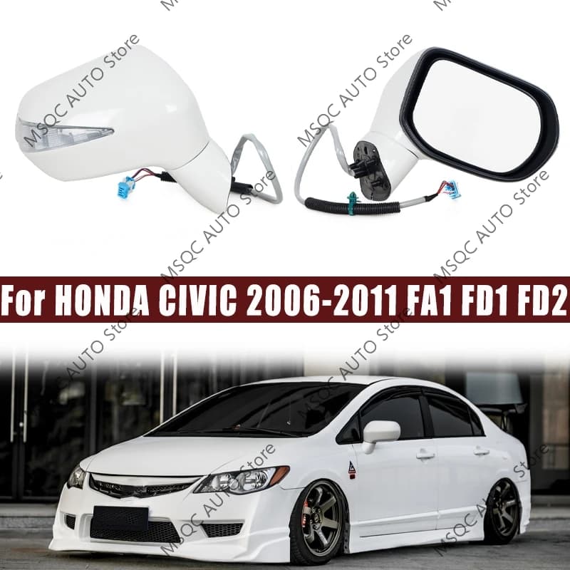 For HONDA CIVIC FA1 FD1 FD2 2006-2011 Car Side Rearview Mirror Assy 3-PINS/5-PINS Electric lens adjustmentg White
