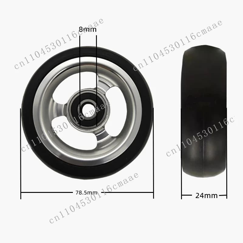 3inch Wheelchair Front Wheel Caster Accessories Aluminum Alloy Pu Tire High Speed and Wear-Resistant