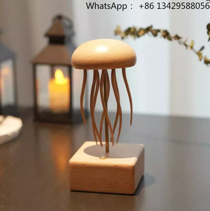 Swimming Jellyfish Wooden Handcraft, Kinetic Desktop Ornament & Home Decor, Unique Birthday Gift & Toy