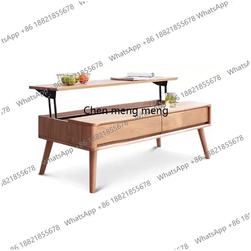 Nordic solid wood lifting coffee table oak coffee table small apartment living room tea table