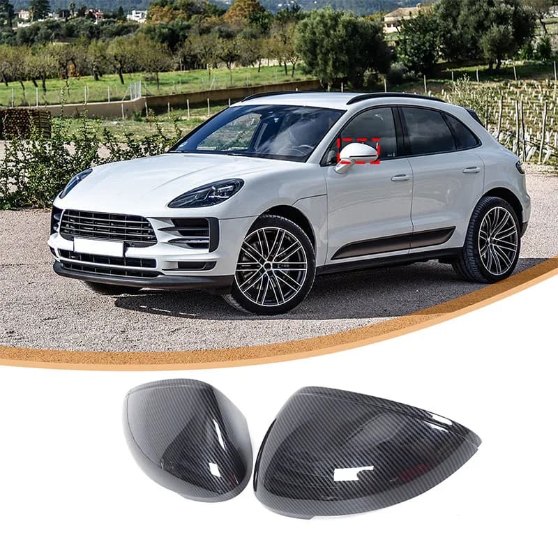 For Porsche Macan 2014-2021 ABS Carbon Fiber Side Mirror Cover Cap Exterior Rearview Mirror Protective Trim Sticker Accessories