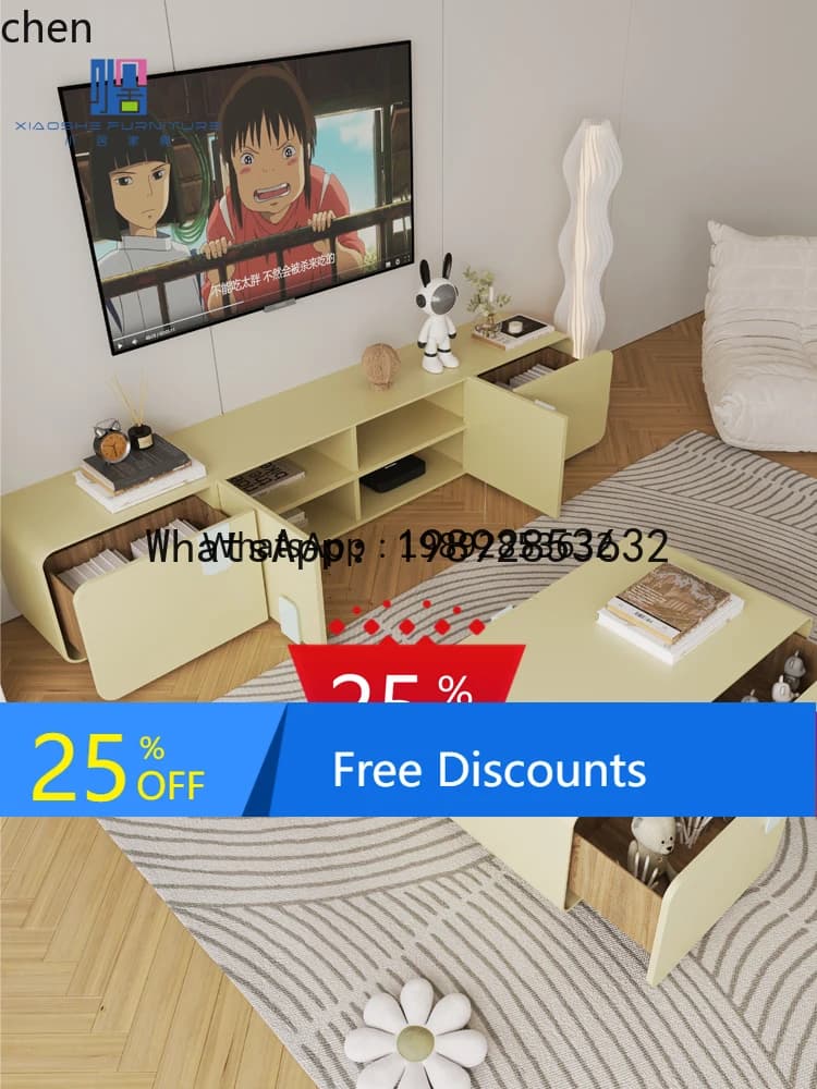 Coffee Table Modern Minimalist Living Room Small Apartment Solid Wood Floor-standing TV Cabinet