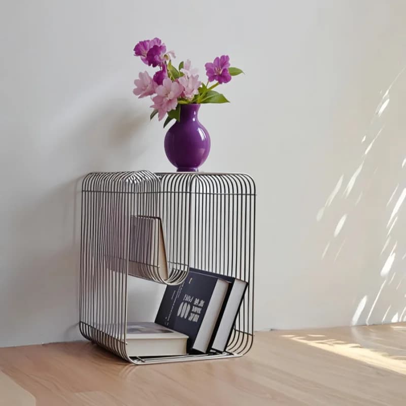 Geometric Storage Bookshelf Nordic Stainless Steel Small Coffee Table Minimalist Modern Creative Sofa Side Table Living Room