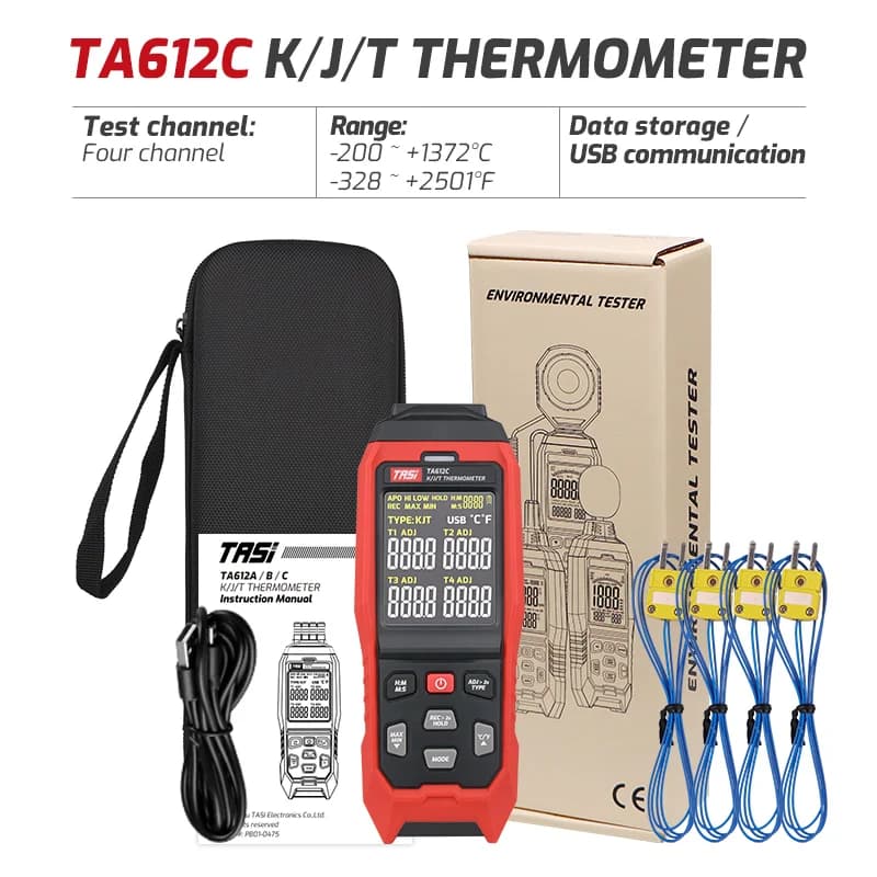 TASI TA612A TA612B TA612C Thermometer Contact Digital Thermocouple Temperature Tester K/J Thermometer C/ F Measuring Tools