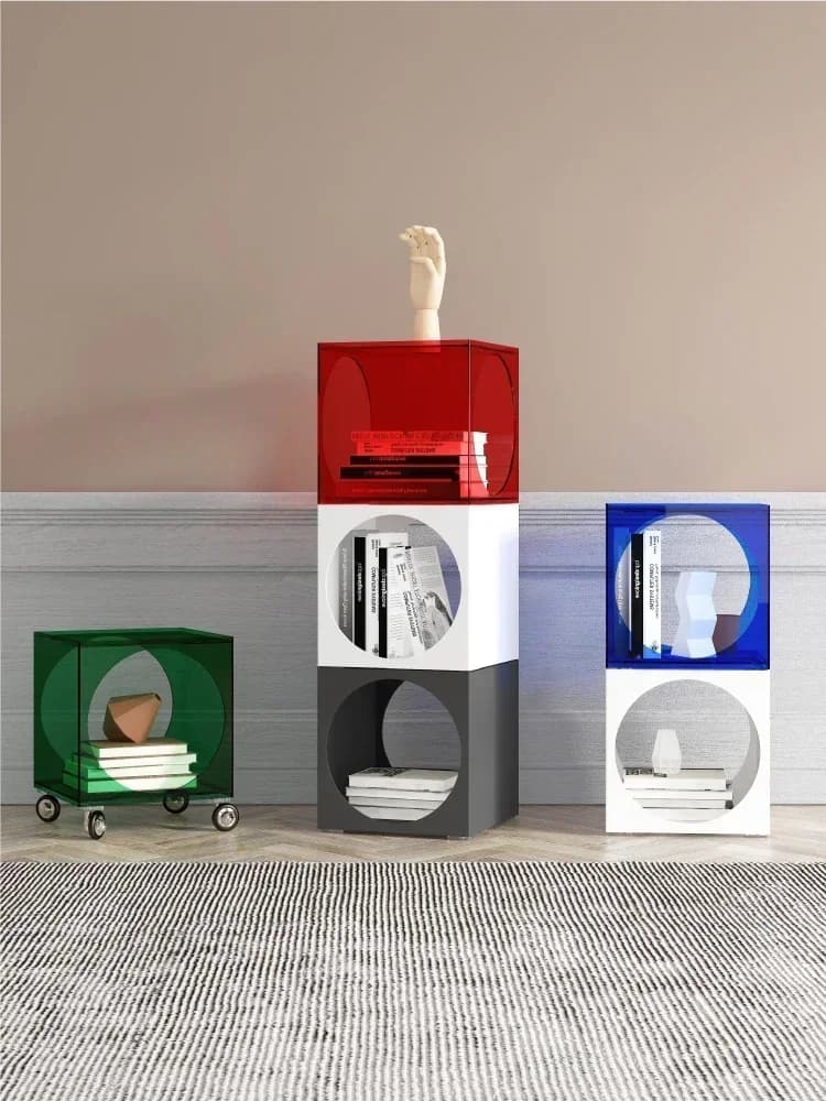 Light luxury acrylic side table, movable living room, small coffee table, sofa side table, household bedside table