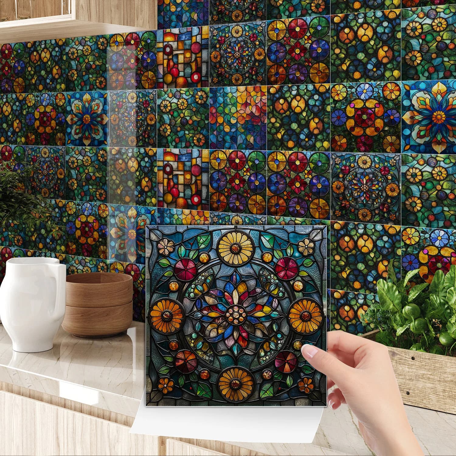 Wall Decoration Tile Art Pvc Crystal Wall Stickers Self-Adhesive Kitchen Waterproof and Oil-Proof Wallpaper Tile Stickers