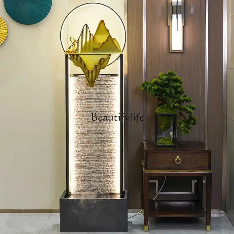 FG10Living Room Modern Water Curtain Wall Circulating Water Floor-Standing Large Ornament